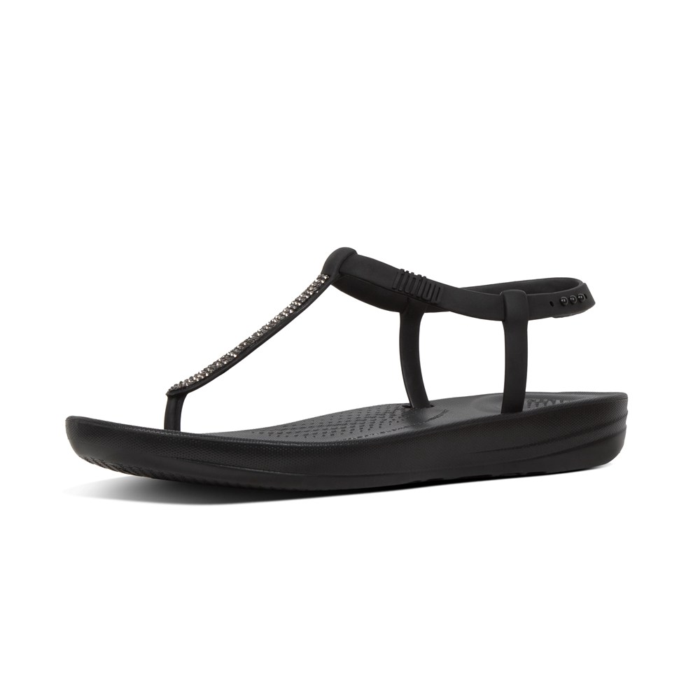 Fitflop Womens Sandals Black - Iqushion Splash Sparkle Back-strap - DY8329146